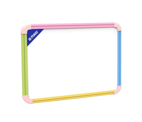 Maxi Double Sided Magnetic White Board with Plastic Colour Frame A4 [ 210mm x 297mm]| Magnetic Dry Erase Boards Mini Drawing Board For Home Office & School