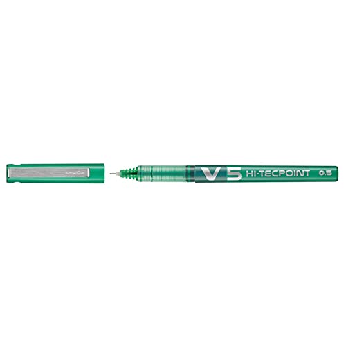 Stylo roller Hi-Tecpoint V5 Pilot vert pour prise de notes et correction de copies pack de 12