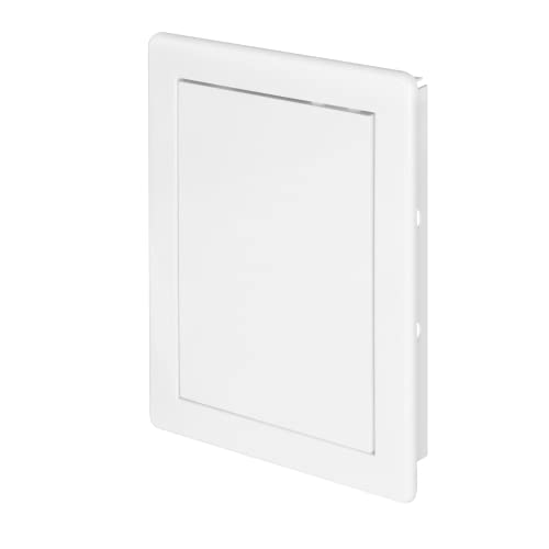 Awenta Puerta de acceso de plástico 150 x 200 mm – Placa de cubierta blanca para la puerta – Cerradura de puerta – Pestillo – Bisagra oculta – Puerta extraíble – Superficie lisa que se puede pintar