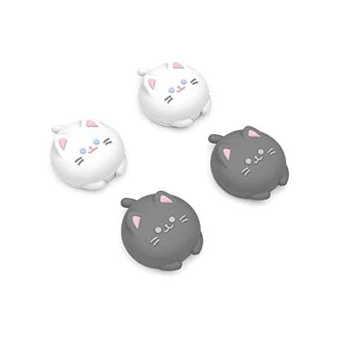 PlayVital Cutie Kitty Cute Thumb Grip Caps for PS5/4 Controller, Silicone Analog Stick Caps Cover for Xbox Series X/S, Thumbstick Caps for Switch Pro Controller Cover