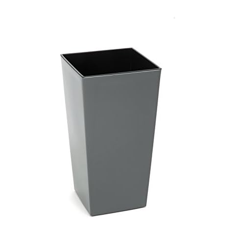 Kreher XXL Design Plastic Plant Pot in High-Gloss Grey with Removable Insert Dimensions (W x D x H): 40 x 40 x 75.3 cm Cover