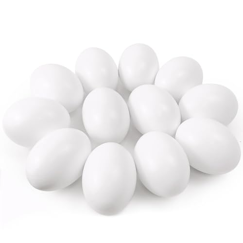 QMET 12 Pieces White Wooden Fake Eggs, Wood Eggs...