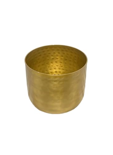 Serene Spaces Living Antique Brass Look Gold Hammered Pots: Stylish Indoor Planter Decorative Accent for Potted Plants Gold Flower Vase - Perfect for Weddings or Centerpieces Small