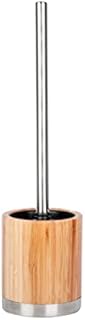 axentia Bonja Freestanding Toilet Brush Holder, Stainless Steel Toilet Brush and Bamboo Holder Set, Cleaning Brush Bathroom Set, Removable Head and Inner Container, Holder Diameter approx. 9.5 cm, Brown