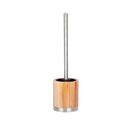 axentia WC Garnitur Bambus aus Edelstahl, in der Farbe Braun, Abmessungen: 9,50x9,50x27 cm, 282334