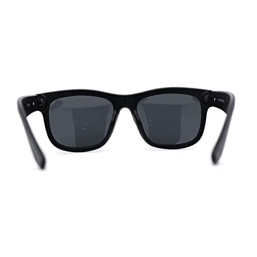 Kush Mens Brushed Wood Grain Sport Horn Rim Black Lens Sunglasses3
