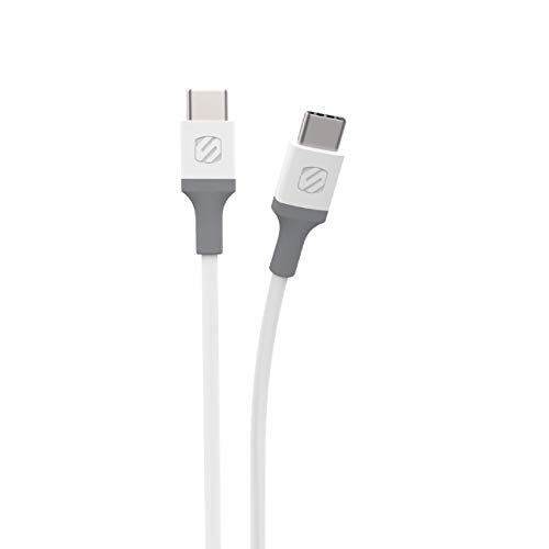 Image of SCOSCHE USB C to USB C Charger Cable Phone Charger USB Type C Charger Cable Fast Charging Strikeline Charge & Sync Braided Cable 4 Feet, White/Grey