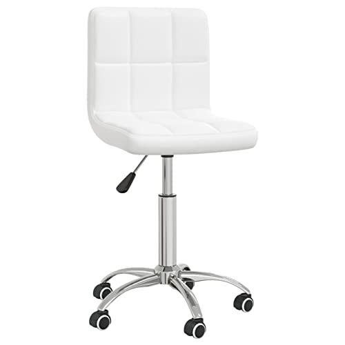 Tidyard Chaise de Bureau pivotante Blanc Similicuir, Haut Dossier Fauteuil de Bureau Confortable Siège Chaise de Gaming, Ergonomique Chaise de Jeu pour Chambre, Salon