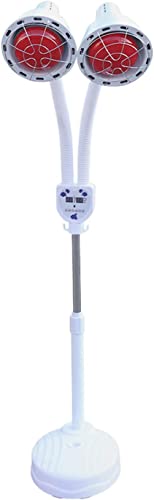 LENJKYYO Infrarotlampe Stand Doppelkopf, Infrarotlicht Rotlichtlampe, Infrarot Wärmelampe mit Flexiblem Arm & Entfernen Steuerung Bestrahlungslampe Strahler Massagelampe 275W Cover