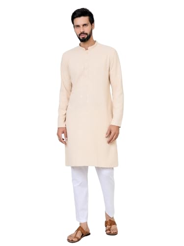 Kurta homme dore à col mandarin et broderie géométrique haut de gamme