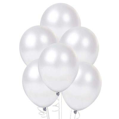 Metallic Shiny Peal Finish Balloons - Pack of 25 (White) - Image 2 thumbnail