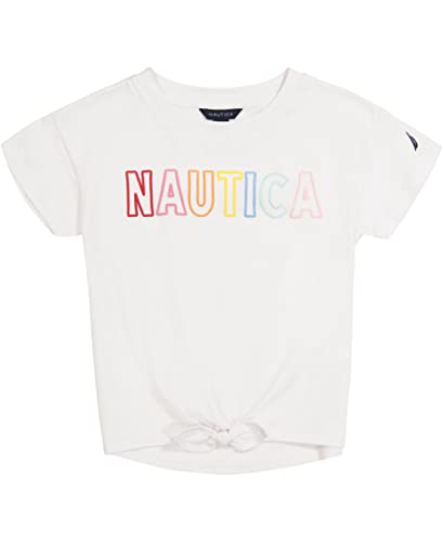 Image of Nautica Girls' Short Sleeve Tie Front Graphic T-Shirt