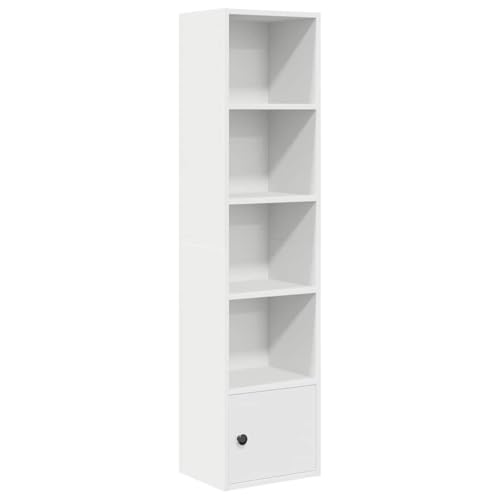 Estantería blanca de 5 compartimentos y madera para salón 2