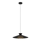 Grâce au design japonais de l'abat-jour combiné avec un baldaquin rond en métal noir, le luminaire intérieur s'harmonise avec les aménagements modernes et constitue un véritable élément accroche-regard dans le salon ou la salle à manger au-dessus de la table à manger
