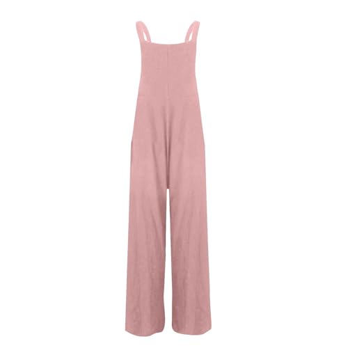 Image of Kubbon Womens Wide Leg Jumpsuits Sleeveless Straps Bib Overalls Summer Baggy Casual Pants Rompers Overalls with Pockets
