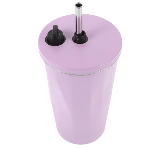 Warmhm Taza de Café Aislada de Acero Inoxidable 600ml Ligera y Fácil de Guardar con Diseño Púrpura para Oficina y Uso Diario