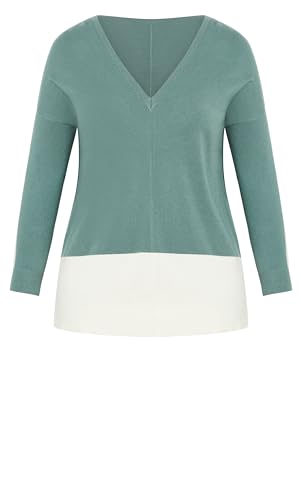 Image of Avenue Women's Plus Size Sweater So Sweet in Seafoam /Ivory, Size 1416