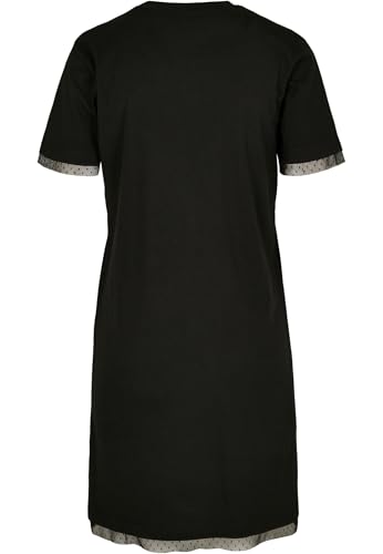 Urban Classics Kleid Ladies Boxy Lace Hem tee Dress Vestido, Black, L para Mujer