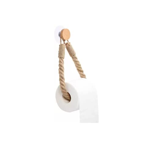 Vokowin K158-1 Porte-rouleau de papier toilette auto-adhésif en corde épaisse style bûche, porte-serviette de salle de bain à coller sur le mur