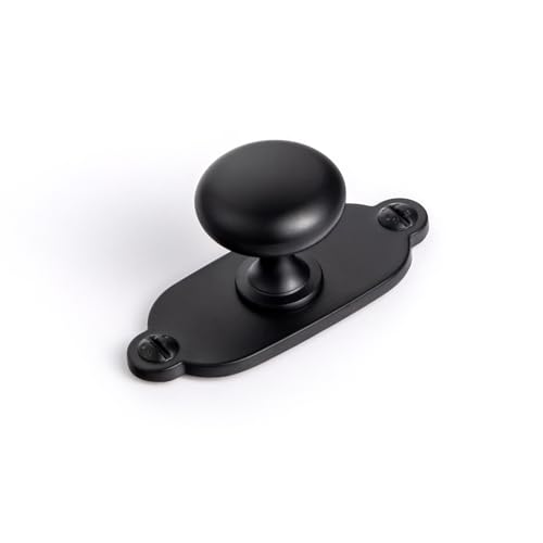 Image of Goo-Ki Black Zinc Alloy Cabinet Knob with Backplate - Single Hole Center Cabinet Pull Hardware for Bedroom, Kitchen, 6 Pack(8611-G013)