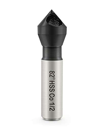 Countersink Drill Bit, Tialn Coatied Cobalt Steel Bit, 82 Degree Sharp Angle, 3/8" Round Shank, 1/2" Body Diameter For Hard Metal Wood Plastic Glass (82 Degree) #TOP2