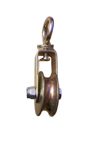 Image of SP Electron Golden Solid Metal Roller Pulley with Round Hook for Lifting Rope, Gym, Exercise, Pull up bar, Climbing, Hanging,etc. (Pack of 1)