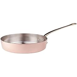 Cacerola Francesa Pentole Agnelli ALCU107F10 Cacerola baja de cobre estañado, manga de cobre liso Latón fundido estilo francés, 10 cm