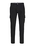 JACK & JONES Pantalones Cargo Hombre Cónicos Pantalones Cargo, Negro, 29W / 34L