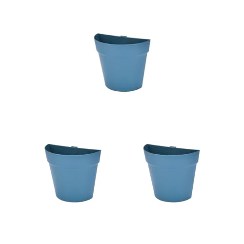 Leisurealeaneag Juego de 3 macetas de pared para jardín, patio, sala de estar, dormitorio, macetas colgantes para interiores y exteriores, maceta decorativa azul