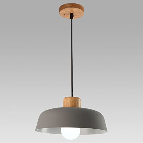 Luminaire suspendu scandinave en aluminium et bois e27 pour chambre