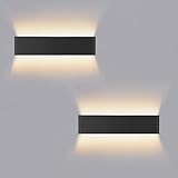 Lureshine 2 Pezzi Applique da Parete Interno 16W 40CM Su e Giù Aplique LED da Parete Interni Alluminio Decorare/Moderno Applique LED Bianco Caldo 3000k Adatto a Bagno|Stanza|Scala(Nero)
