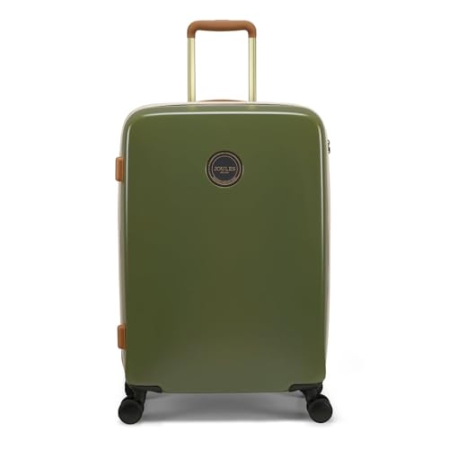 Joules Heritage Collection Color Block Olive & Tan Hardside Luggage, 4 Wheel Troller Spinner Suitcase, Medium 25 x 66 x 43.5 cm