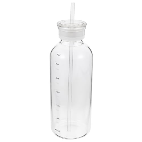MAGICLULU Vaso de Vidrio con Pajita 750 Ml Transparente Alta Borosilicato Resistente al Calor para Beber Leche y Jugo en Casa con Tapa Doble y Cepillo de Limpieza Portátil