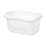 TENLITE 60L Ice White Hipster Laundry Basket & 65L White Drop-All Laundry Hamper – Plastic Clothes Bin with Lid, Ventilated Washing Basket for Home, Bedroom & Bathroom Storage - (Curve Laundry Basket)