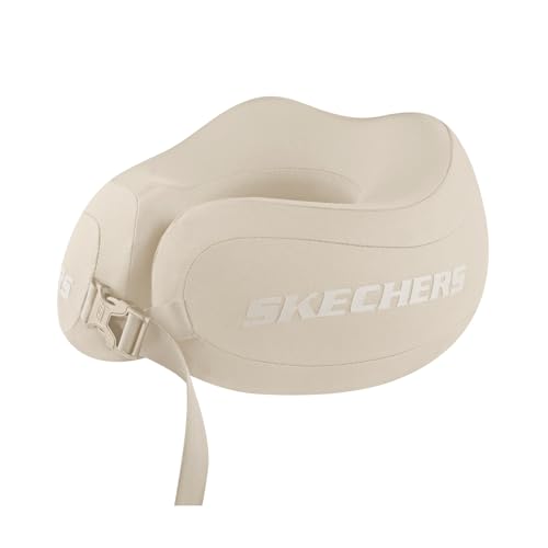 Image of Skechers Neck Pillow for Traveling,Memory Foam Travel Neck Pillow for Airplane Travel Pillow for Flight Headrest Sleep, Portable Plane Accessories,Beige