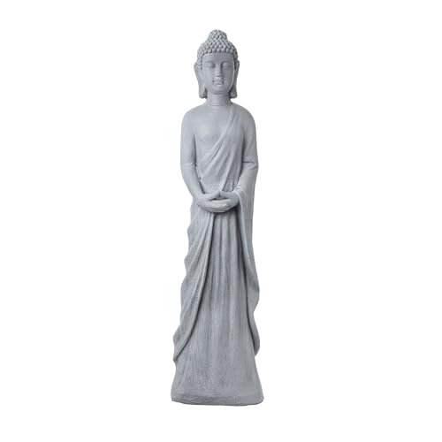 Alpine Corporation 32" Tall Cement Standing Buddha Outdoor Garden Statue,