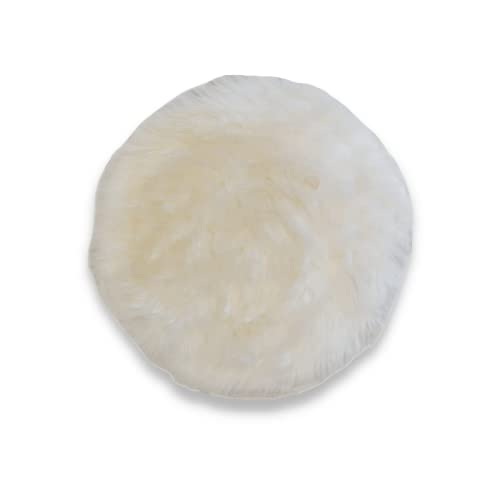 Leibersperger Felle Lammfell Sitzkissen rund Ø 40cm – Echtes Merino Lammfell – rutschfest – Gemütlich und wärmend – Optischer hingucker – Lange Haltbarkeit (weiß)