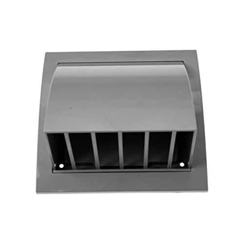 Grey 4" Inch / 100 mm Indoor/Outdoor Exhaust Hood Vent with Rain Cover and Flap - 6" x 6" Exhaust Cap, Gray, 4 Inch - Image 3