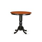 East West Furniture JAT-BLK-TP Jackson Counter Height Table - a Round Dining Table Top with Pedestal Base, 36x36 Inch, Black & Cherry