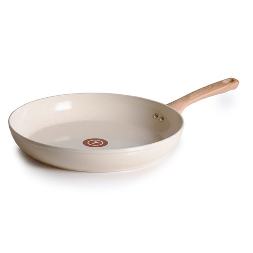 Image of T-Fal Revive Ceramic Nonstick Frying Pan 12 Inch Skillet, Oven Safe to 350°F, Stay-Cool Handle, Kitchen Pots and Pans, Beige Granite
