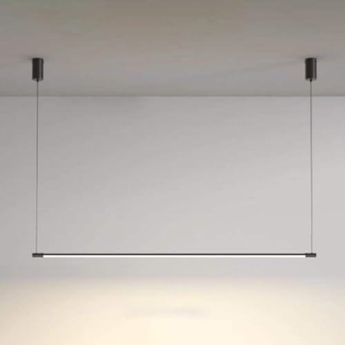 Suspension linéaire LED noire réglable moderne pour îlot de cuisine et salle à manger