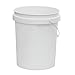 5 Gallon White Plastic Bucket with Handle, Heavy Duty Storage Container, Food Grade, Commercial and Industrial Use