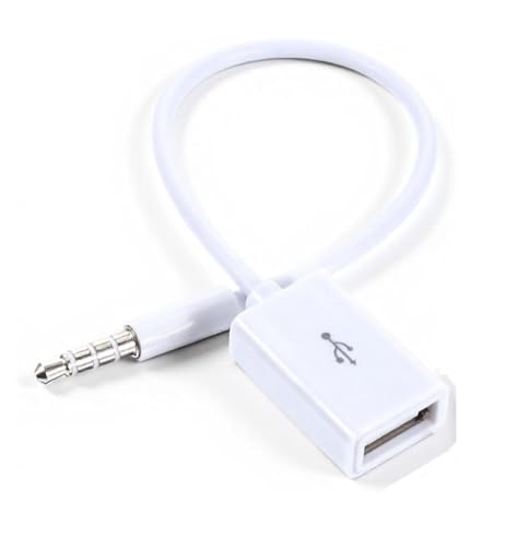 Image of REDWIND AUX to USB Adapter 3.5mm Male Audio Jack to USB 2.0 Female Converter Cable Only Work for Car AUX-in with MP3 Decoder Not for Headset Speakers Phone Computers Camera Microphone Monitor(White)