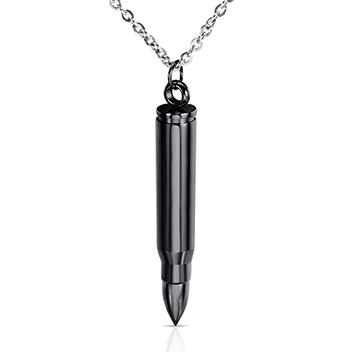 Vanski 3PCS Personalized Stainless Steel Bullet Urn Necklace Keepsake Memorial Ashes Urn Necklaces for Men2