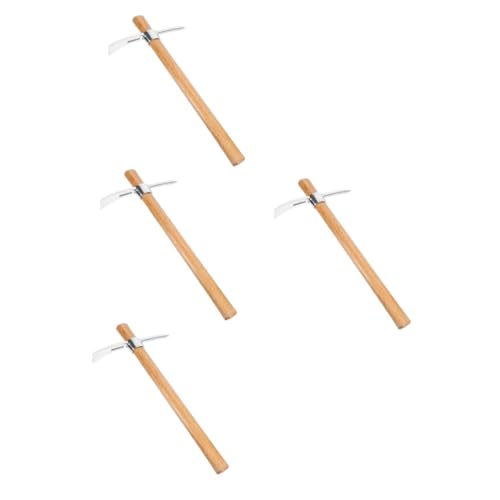 Yardwe 4 Piezas azada para cavar Tierra Herramientas de jardinería Cenefa Semillas Fuerza guadaña maceteros Plant Pot azada de Mano Herramienta de jardín azada para Plantar Flores Madera