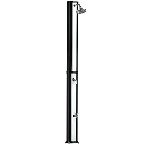 TecTake 801019 Ducha Solar 35 l para jardín, Ducha Solar de terraza, Ducha para Piscina o Camping con energía Solar (Negro/Plata)