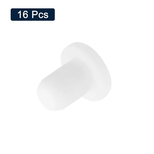 Image of uxcell 16 Pieces White Rubber Stopper, 5.8mm Plug Holes for 5.5mm /0.22 inch Hole