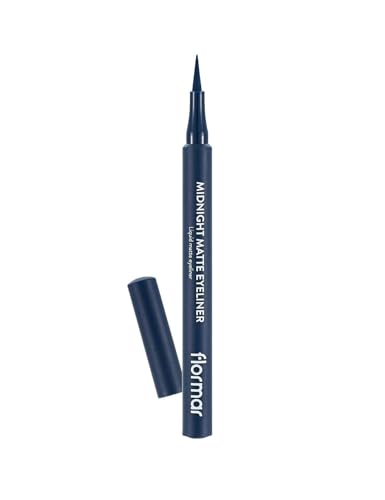 Flormar Midnight Matte Eyeliner Waterproof - Flüssiger Wasserfester Eyeliner mit extra mattem Finish – Flexible Filzspitze für präzise Linien – Hochpigmentiert & langanhaltend, 3 Dark Blue