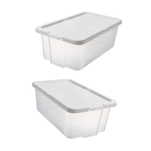 OKUMEYR 2Pcs Stackable Transparent Shoes Storage Boxes Plastic Household Shoe Cases for Closet Organization Space Saving Design with Reinforced Structure