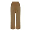 Ladies Trousers Linen Wide Leg Pants for Women with Pockets Comfortable Casual Pants Elasticated Waist Womens Solid Color Summer Loose Fit Pull On Smart Trousers Business Office Khaki #3